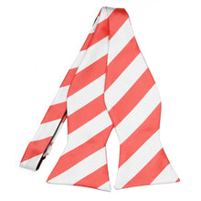 Load image into Gallery viewer, Bright Coral and White Striped Self-Tie Bow Tie