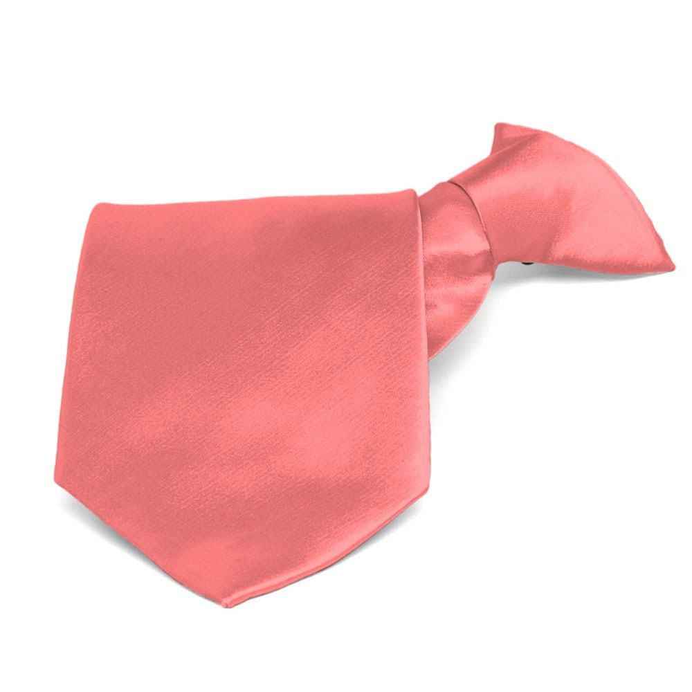 Coral Solid Color Clip-On Tie