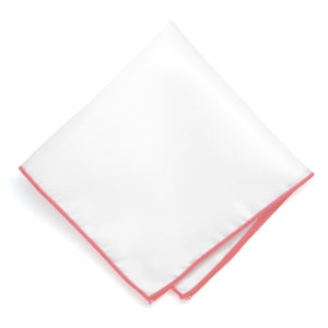 Coral Tipped White Pocket Square