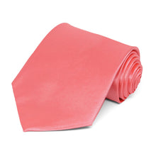 Load image into Gallery viewer, Coral Satin Staff Tie