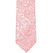 Load image into Gallery viewer, Coral paisley extra long necktie, flat front view