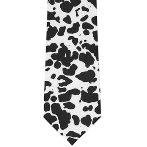 Front view black and white cow pattern tie