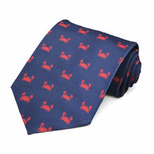 Load image into Gallery viewer, A tiled crab tie with a navy background.