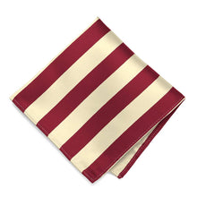 Load image into Gallery viewer, Crimson Red and Cream Striped Pocket Square