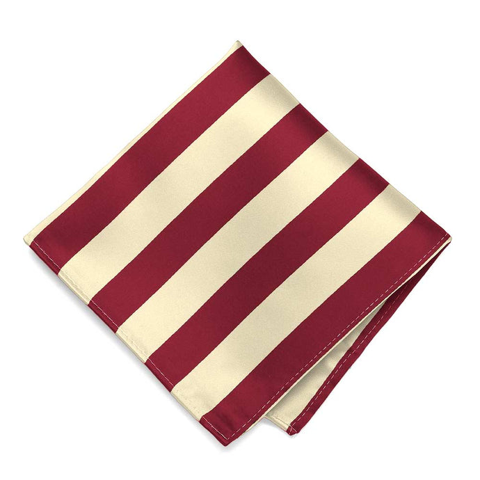 Crimson Red and Cream Striped Pocket Square