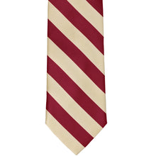 Load image into Gallery viewer, Crimson red and cream striped tie, flat view