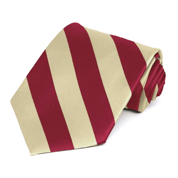 Crimson Red and Cream Striped Tie