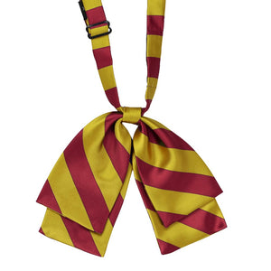 Crimson Red and Gold Striped Floppy Bow Tie