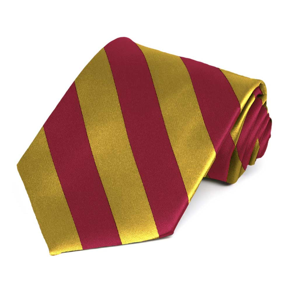 Crimson Red and Gold Striped Tie