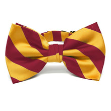 Load image into Gallery viewer, Crimson Red and Golden Yellow Striped Bow Tie
