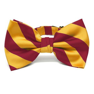 Crimson Red and Golden Yellow Striped Bow Tie