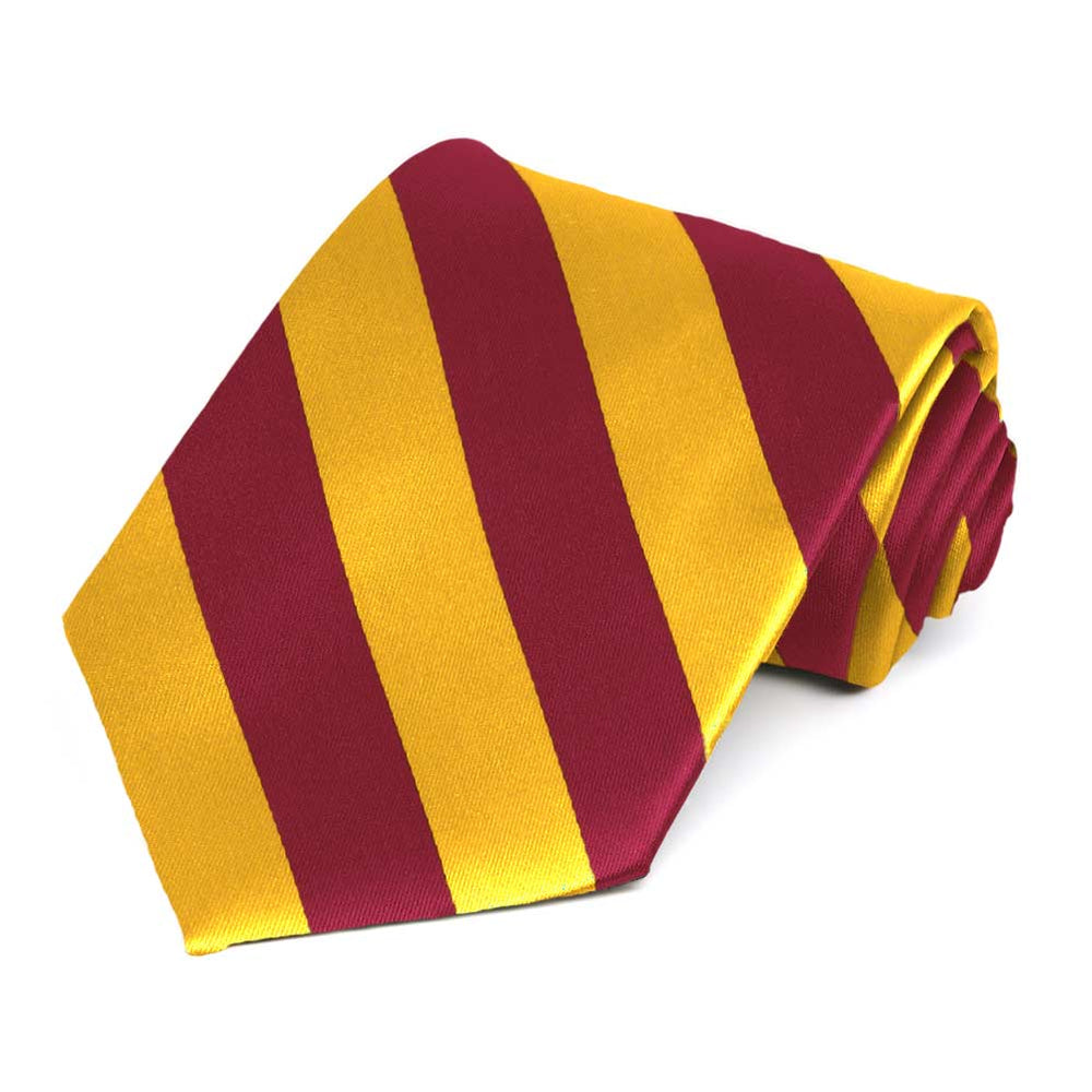 Crimson Red and Golden Yellow Striped Tie