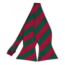 Load image into Gallery viewer, Crimson Red and Hunter Green Striped Self-Tie Bow Tie