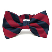Load image into Gallery viewer, Crimson Red and Navy Blue Striped Bow Tie