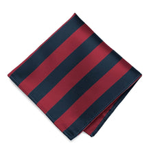 Load image into Gallery viewer, Crimson Red and Navy Blue Striped Pocket Square
