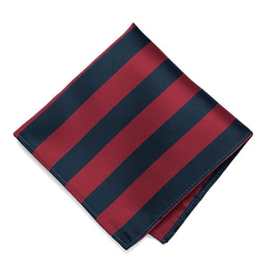 Crimson Red and Navy Blue Striped Pocket Square