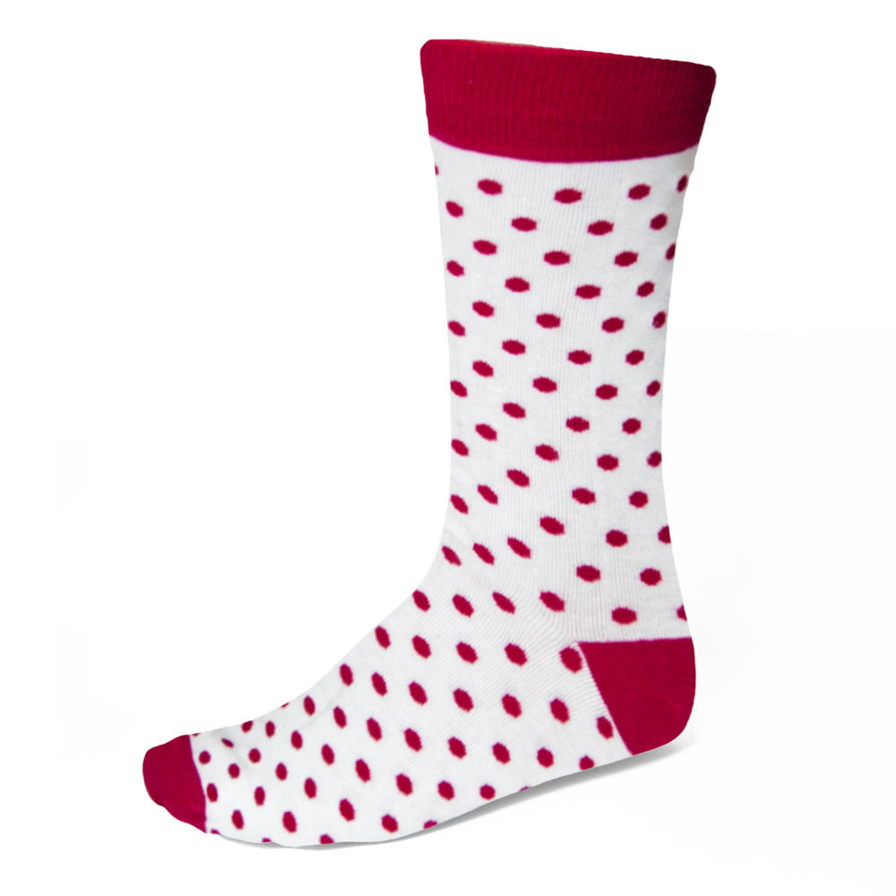 Red and white polka dot socks for men