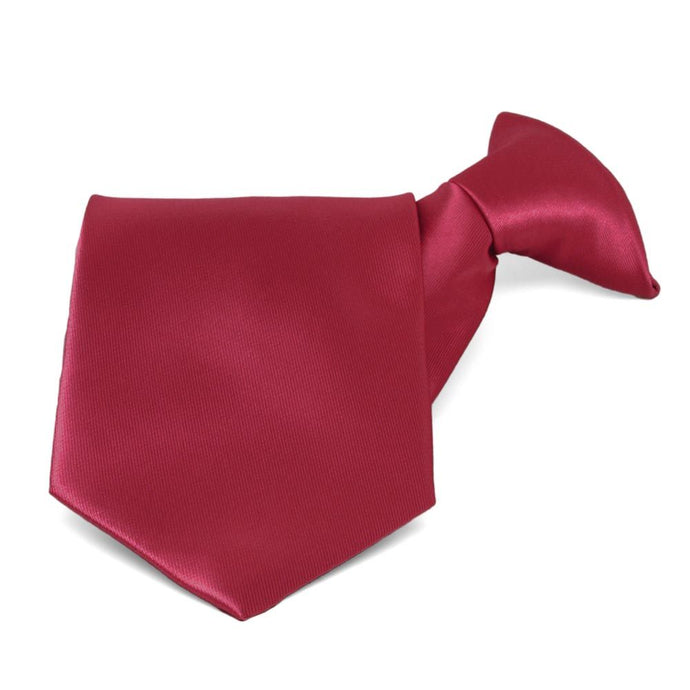 Crimson Red Solid Color Clip-On Tie