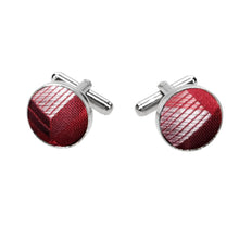 Load image into Gallery viewer, Crimson Red Plaid Fabric Cufflinks