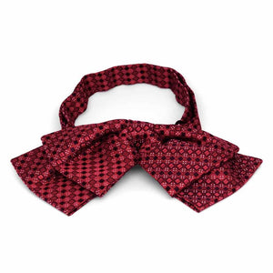 Crimson Red Marie Square Pattern Floppy Bow Tie