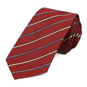 Crimson Red Stanley Striped Slim Necktie