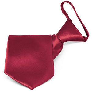 Crimson Red Solid Color Zipper Tie