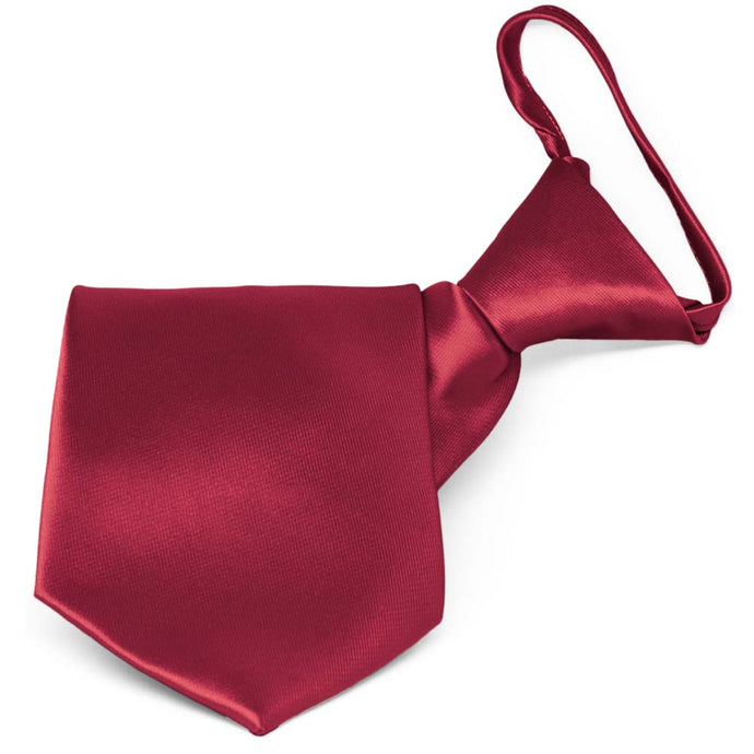 Crimson Red Solid Color Zipper Tie