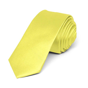 Daffodil Yellow Skinny Solid Color Necktie, 2" Width