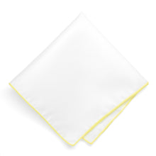 Load image into Gallery viewer, Daffodil Yellow Tipped White Pocket Square