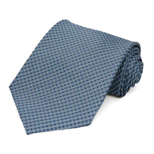 Load image into Gallery viewer, Dark blue circle pattern extra long necktie, rolled to show texture
