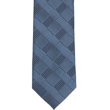 Load image into Gallery viewer, Flat front view of a blue plaid extra long necktie