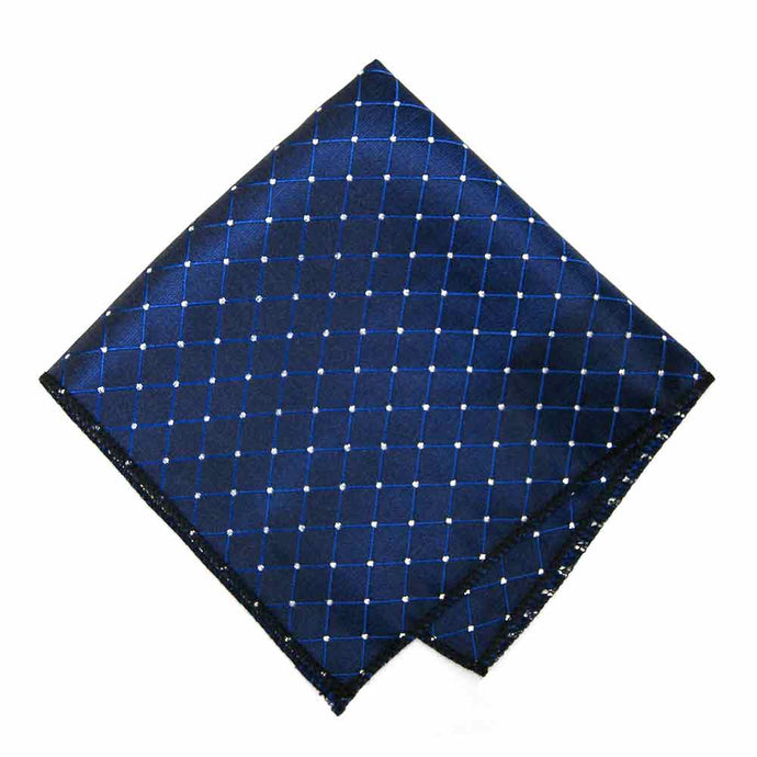 Dark Blue Danbury Grid Pocket Square