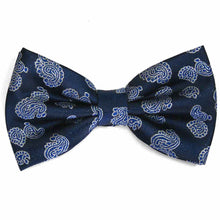Load image into Gallery viewer, Dark Blue Ivanhoe Paisley Bow Tie
