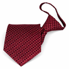 Load image into Gallery viewer, Crimson red and black square pattern zipper tie, folded front view