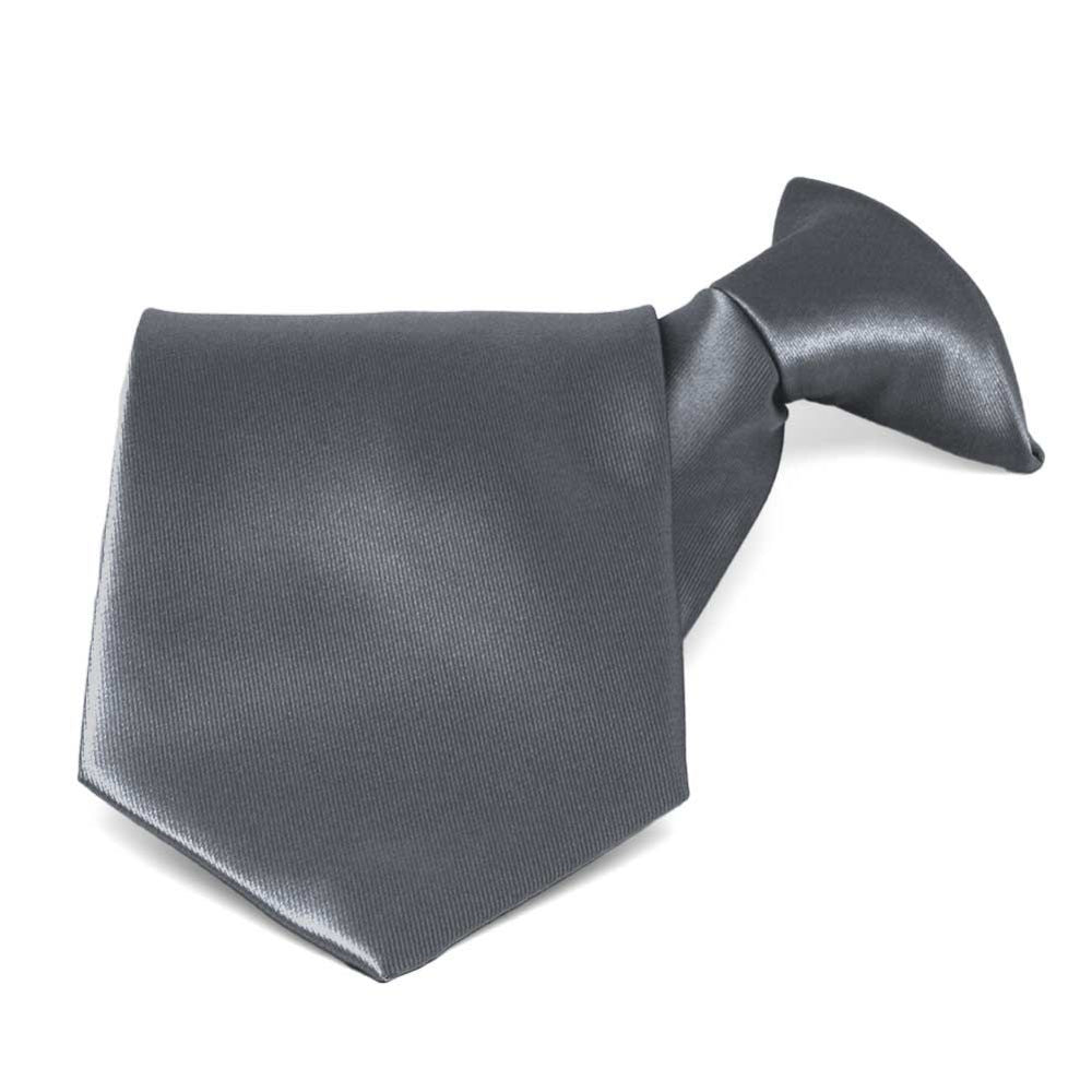 Dark Gray Solid Color Clip-On Tie