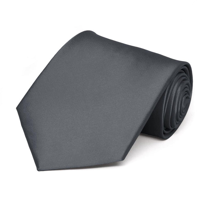 Dark Gray Extra Long Solid Color Necktie