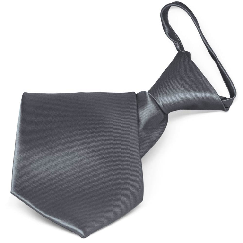Dark Gray Solid Color Zipper Tie
