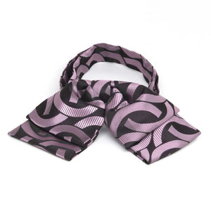 Lavender and black link pattern floppy bow tie, front view