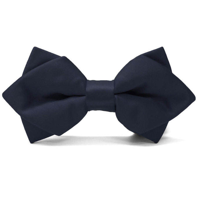 Dark Navy Blue Diamond Tip Bow Tie