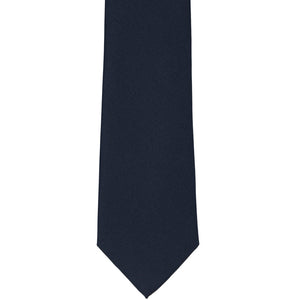 Flat front view of a dark navy blue matte finish necktie