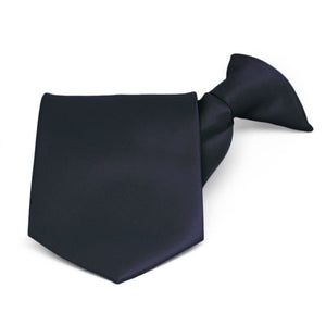 Dark Navy Blue Solid Color Clip-On Tie