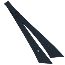 Load image into Gallery viewer, Dark navy crossover uniform tie, unsnapped and laying flat