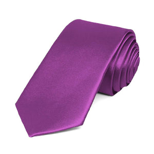 Dark Orchid Slim Solid Color Necktie, 2.5" Width