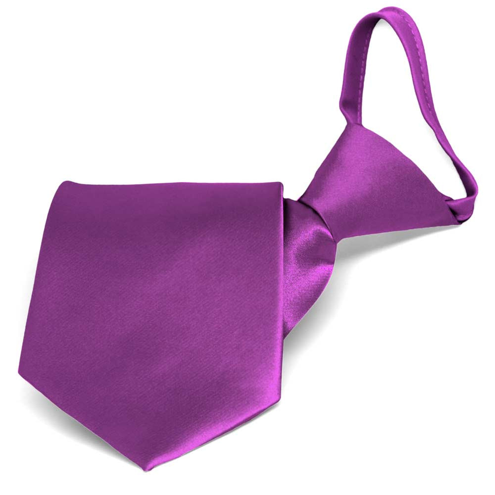 Dark Orchid Solid Color Zipper Tie