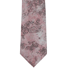 Load image into Gallery viewer, Front view of a pink, gray and black floral paisley tie