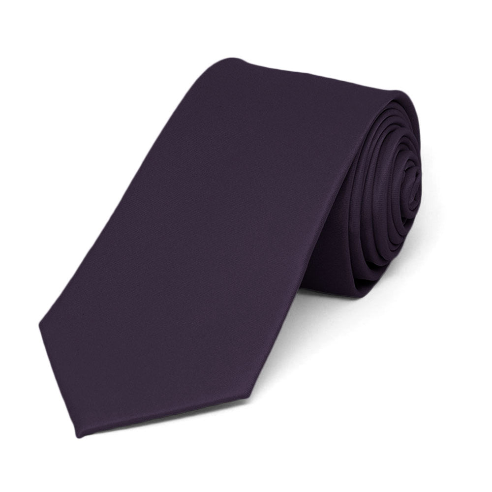 Dark Plum Slim Solid Color Necktie, 2.5
