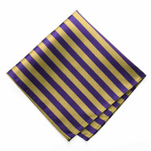 Load image into Gallery viewer, Dark Purple and Gold Formal Striped Pocket Square