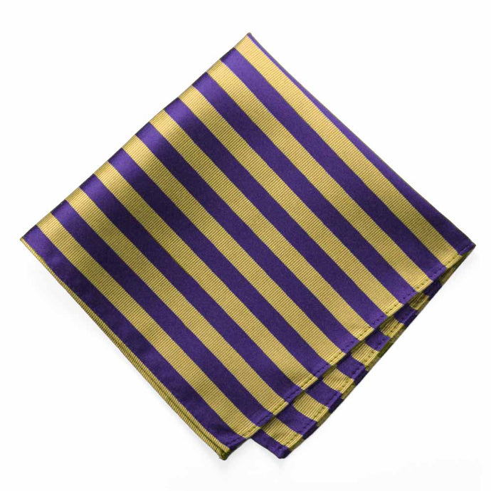 Dark Purple and Gold Formal Striped Pocket Square
