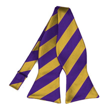Load image into Gallery viewer, Dark Purple and Gold Striped Self-Tie Bow Tie