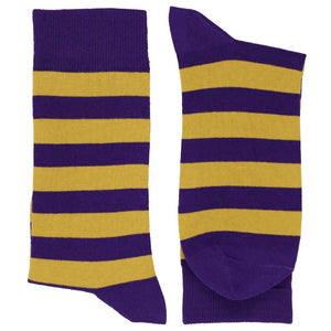 Pair of men's dark purple and gold striped socks